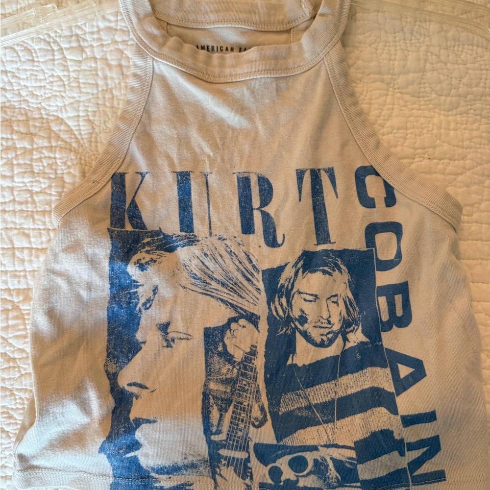 American Eagle Outfitters Beige Tank NIRVANA Kurt Cobain size M Never worn - Picture 7 of 7